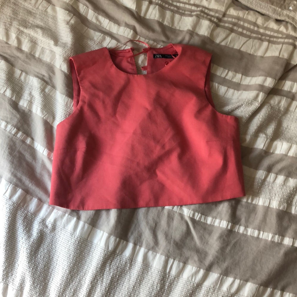 Zara coral crop top.